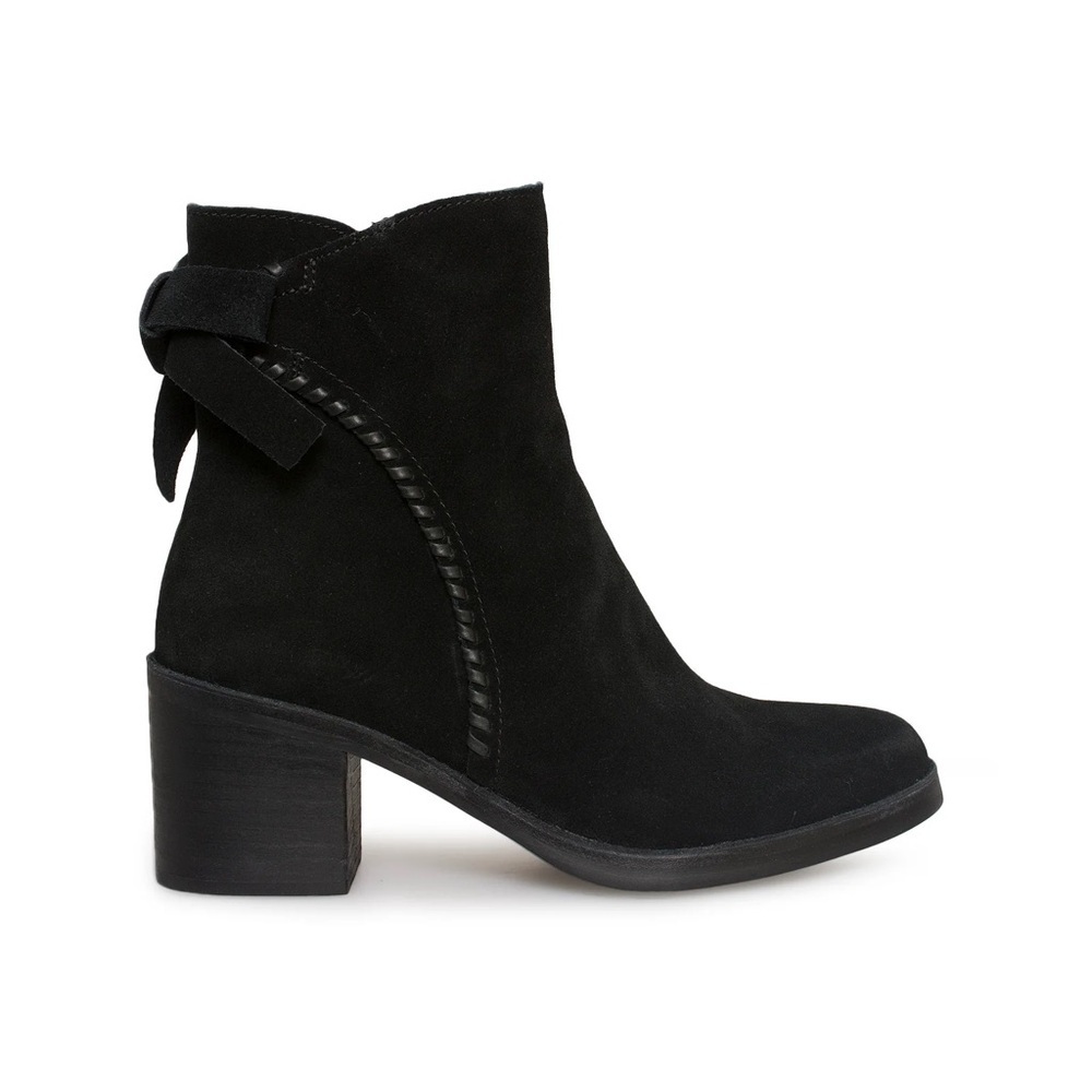 UGG Women’s Black Suede Ankle Booties Block Heel Bow Zip Size 8.5 - Picture 13 of 13